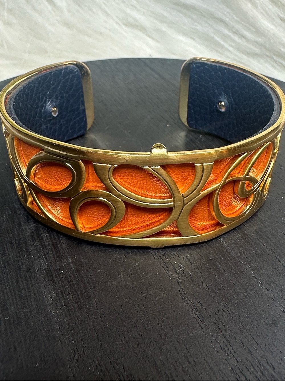 Brighton bracelet bangle gold “Christo” orange & blue leather